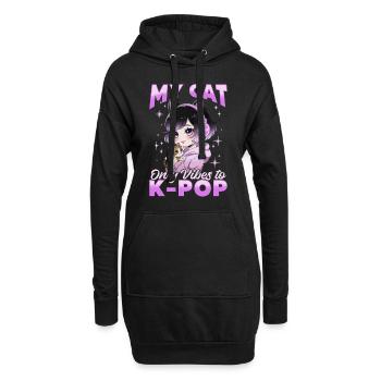 Anime K Pop & Cats Kawaii - Hoodie-Kleid - Schwarz - Vorne