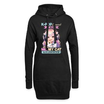 Anime K Pop & Cats Kawaii - Hoodie-Kleid - Schwarz - Vorne