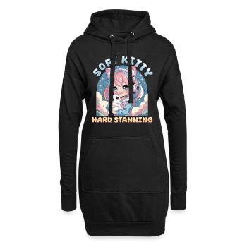 Anime K Pop & Cats Kawaii - Hoodie-Kleid - Schwarz - Vorne