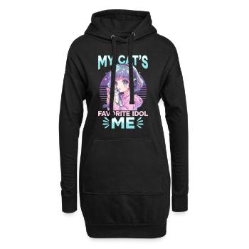 Anime K Pop & Cats Kawaii - Hoodie-Kleid - Schwarz - Vorne