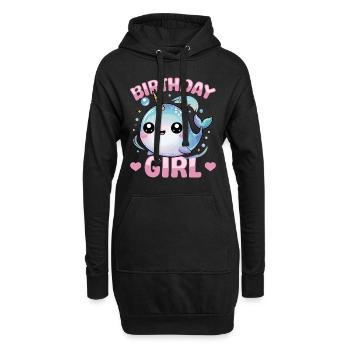 Narwhal Chibi Kawaii - Hoodie-Kleid - Schwarz - Vorne