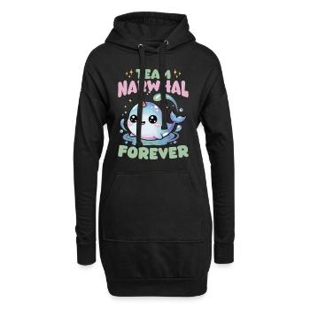Narwhal Chibi Kawaii - Hoodie-Kleid - Schwarz - Vorne