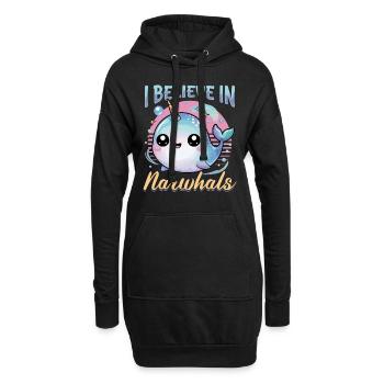 Narwhal Chibi Kawaii - Hoodie-Kleid - Schwarz - Vorne