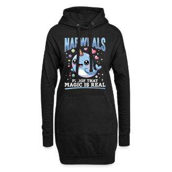 Narwhal Chibi Kawaii - Hoodie-Kleid - Schwarz - Vorne