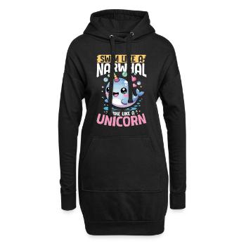 Narwhal Chibi Kawaii - Hoodie-Kleid - Schwarz - Vorne