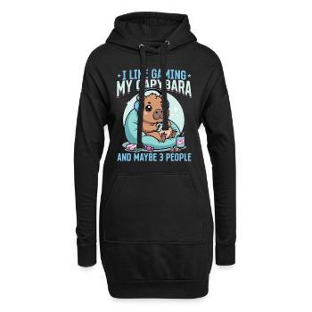 Gamer Gaming Capybara Video Game - Hoodie-Kleid - Schwarz - Vorne