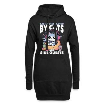 Gamer Gaming Cat Video Game - Hoodie-Kleid - Schwarz - Vorne