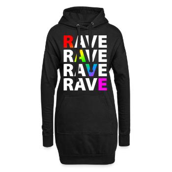Rave Raver Regenbogen - Hoodie-Kleid - Schwarz - Vorne