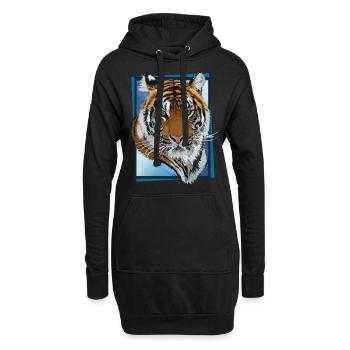 bengalischer Tiger - Hoodie-Kleid - Schwarz - Vorne