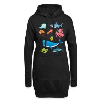 Qualle Meer Wal Meerestiere Geschenk - Hoodie-Kleid - Schwarz - Vorne