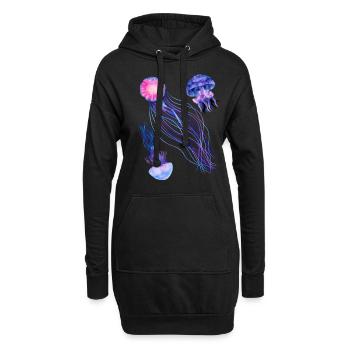 Qualle - Hoodie-Kleid - Schwarz - Vorne
