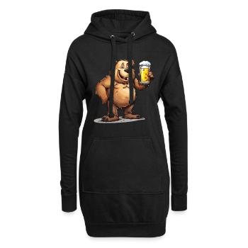 Cute Bear Drinking Beer 2 - Hoodie-Kleid - Schwarz - Vorne