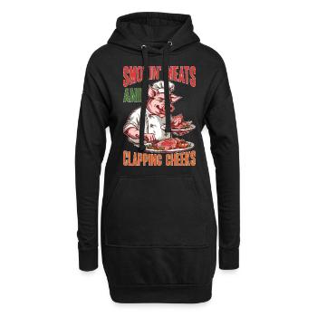 Smokin' Meats And Clapping Cheeks - Hoodie-Kleid - Schwarz - Vorne