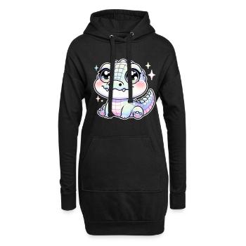Super Cute Kawaii Baby Crocodile - Hoodie-Kleid - Schwarz - Vorne
