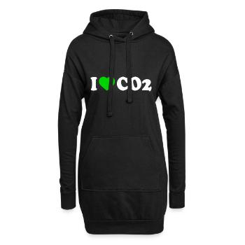 I love co2 - Sweat-shirt à capuche long Femme - noir - Devant