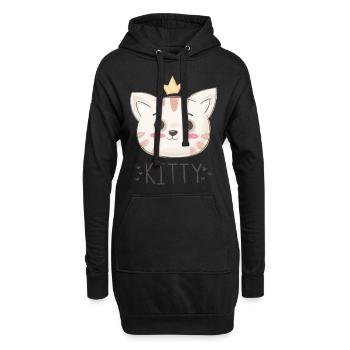 Katzen Kitty - Hoodie-Kleid - Schwarz - Vorne