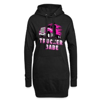 Trucker Babe - LKW Fahren - Hoodie-Kleid - Schwarz - Vorne