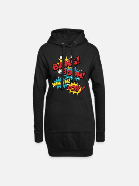 Bang Boom Pow Wham - Comic Sprechblasen - Hoodie-Kleid - Schwarz
