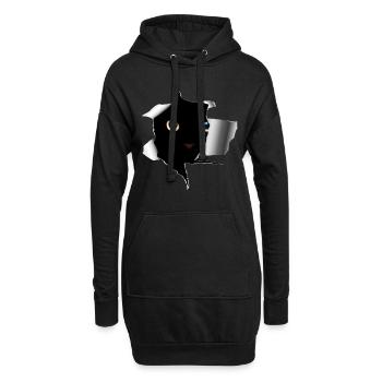 Chaton doux fissure - Chat en métal déchire motif - Sweat-shirt à capuche long Femme - noir - Devant