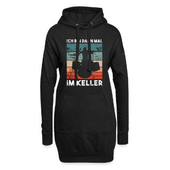 Ich bin dann mal im Keller - Drummer Geschenk - Hoodie-Kleid - Schwarz - Vorne