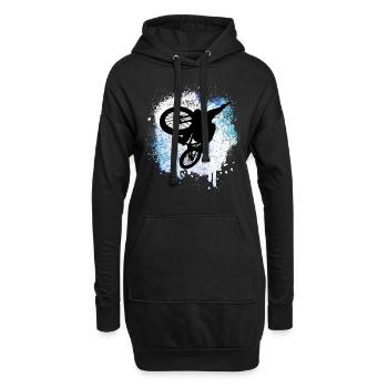 Mountainbiker springt im Winter durch den Schnee - Hoodie-Kleid - Schwarz - Vorne