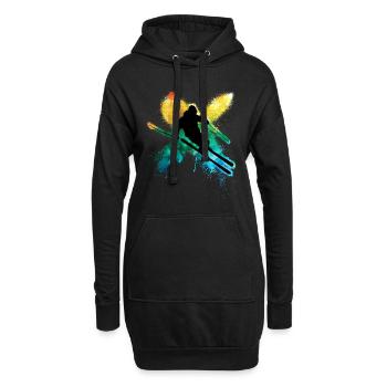 Bunter freestyle ski im Tiefschnee Winterurlaub - Hoodie-Kleid - Schwarz - Vorne
