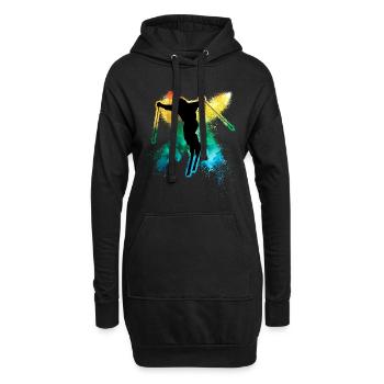 cool freeski vacances d’hiver ski coloré - Sweat-shirt à capuche long Femme - noir - Devant
