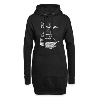 Borkum Insel Nordsee mit Segelschiff - Hoodie-Kleid - Schwarz - Vorne