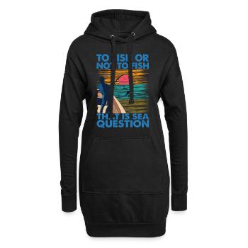 Pêcher ou ne pas pêcher, c’est la question de la mer - Sweat-shirt à capuche long Femme - noir - Devant