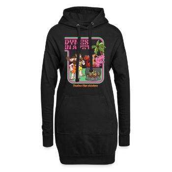 Dynos in a pot - Goûts de poulet - Dinosaures - Sweat-shirt à capuche long Femme - noir - Devant