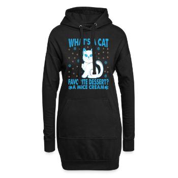What's A Cat Favorite Dessert? Lustige Papa-Witze - Hoodie-Kleid - Schwarz - Vorne