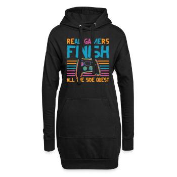 Real Gamers termine toutes les quêtes secondaires - Video G - Sweat-shirt à capuche long Femme - noir - Devant