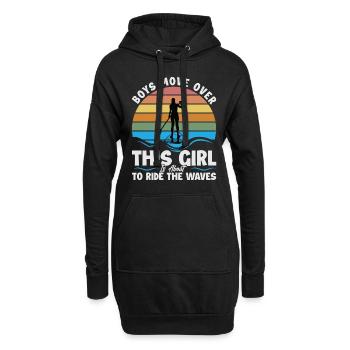 Les garçons se déplacent Cette fille est sur le point de surfer sur la vague - Sweat-shirt à capuche long Femme - noir - Devant