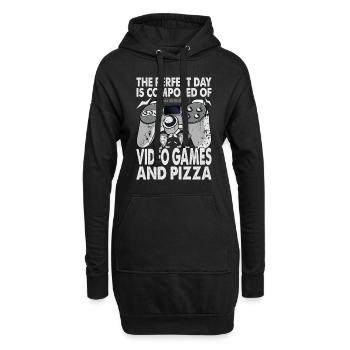 La journée parfaite est composée de jeux vidéo et de Piz - Sweat-shirt à capuche long Femme - noir - Devant