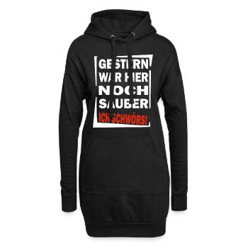 Chaot - Gestern war noch Sauber - Chaos Aufräumen - Hoodie-Kleid - Schwarz - Vorne