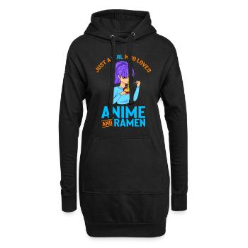 Anime Girl eating ramen Asia Japan Food - Hoodie-Kleid - Schwarz - Vorne