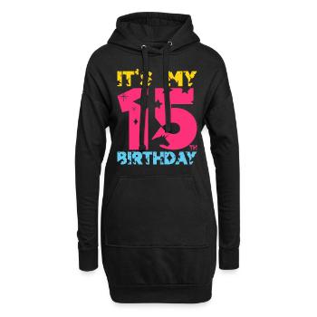 C’EST MON 15E ANNIVERSAIRE LICORNE 15E ANNIVERSAIRE - Sweat-shirt à capuche long Femme - noir - Devant