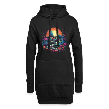 Hippie Liebe Natur Bunte Meditation - Hoodie-Kleid - Schwarz - Vorne
