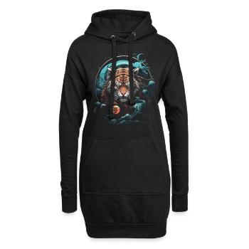 Clair De Lune, Tigre, Chinois, Japonais, Chine - Sweat-shirt à capuche long Femme - noir - Devant