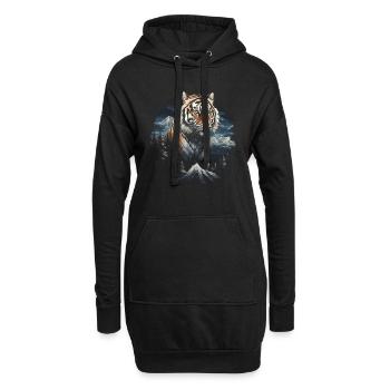Tiger Natur Tiere - Hoodie-Kleid - Schwarz - Vorne