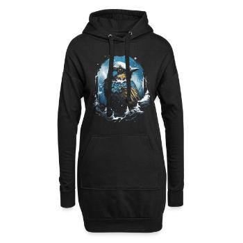 Illustration d’oiseau majestueux amoureux des oiseaux - Sweat-shirt à capuche long Femme - noir - Devant