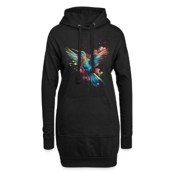 Colibri oiseau Floral oeuvre - Sweat-shirt à capuche long Femme - noir - Devant