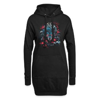 Wolf Japanisch Japanische Kunst Anime Traditionell - Hoodie-Kleid - Schwarz - Vorne