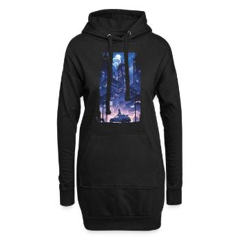 Cyberpunk Manga Kyoto Glitch - Sweat-shirt à capuche long Femme - noir - Devant
