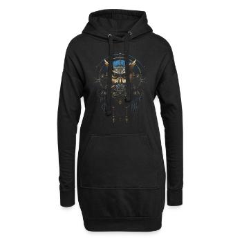 Steampunk Mechanische Eule Viktorianisch Vogel - Hoodie-Kleid - Schwarz - Vorne