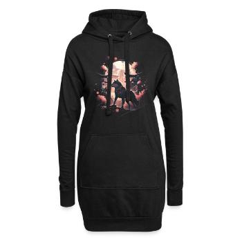 Japanisch Wolf Wölfe Manga Tokyo Kirschblüten - Hoodie-Kleid - Schwarz - Vorne