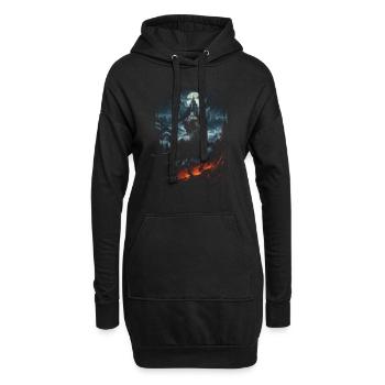 Fantasy Chevalier Château Magie Conte de Fées Mythique Gothique - Sweat-shirt à capuche long Femme - noir - Devant