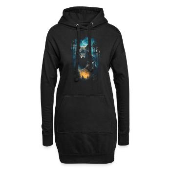 Fantasy Wolf Magic Pack Mysterious - Hoodie Dress - black - Front
