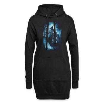 Dunkle Kunst Wolf Wald Mythisch - Hoodie-Kleid - Schwarz - Vorne