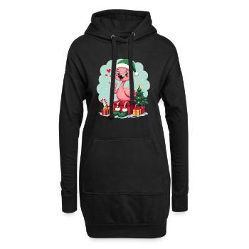 Flamingo Elfe - Hoodie-Kleid - Schwarz - Vorne